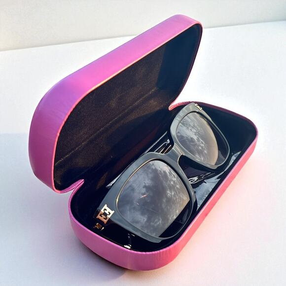 Escada Designer Square Sunglasses Black Frame Gold Tone Temples Excellent - Picture 2 of 7